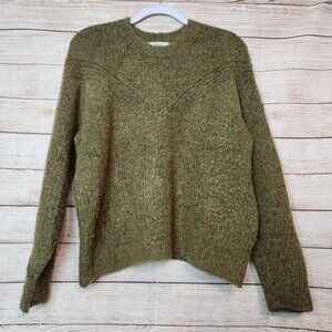 Madewell Sweater Women's M Hunter Green Wool Camel Hair Blend Crewneck Pullover